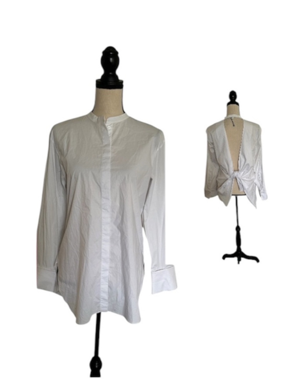 Dorothee Schumacher Cotton Long Sleeve Button Down Open Tie Back Shirt